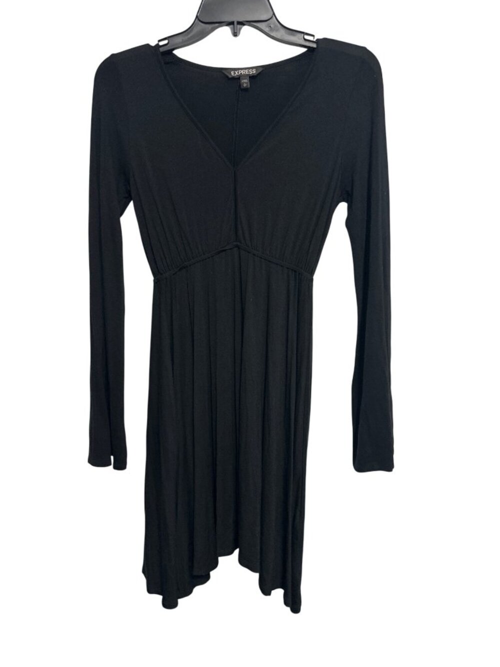 Express Black Long Sleeve V-Neck Fit & Flare Dress S